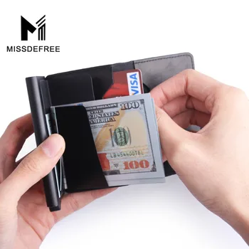 Aluminium Slim Wallet PU Læder Holder RFID-Blokering Mini Metal Tegnebogen Automatisk Pop op-ID Kreditkort Mønt Pung Drop Shipping