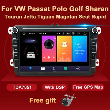 Android-10 Bil Radio For VW Passat B6 CC Polo Golf 5 6 Touran Jetta Tiguan Magotan Sæde Hurtige Fabia Mms-2 Din DSP INGEN DVD