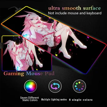 Anime Girl Manga Sexet RGB Gaming Stor musemåtte Gamer Led Computer Musemåtte med Baggrundslys Tæppe til Tastatur Skrivebord Mat Mause