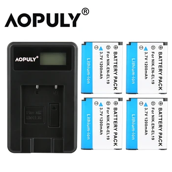 Aopuly EN-EL19 Batteri Oplader til Nikon Coolpix S32 S33 S3500 S4100 S4150 Enel19 for S100 S2500 S2750 S3100 S3200 S3300 S3400