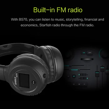 B570,Trådløse Hovedtelefoner,Bluetooth Headset,Med LED Skærm,FM-Radio,HD Stereo Hovedtelefon,Støtte TF Kort,AUX,Mic