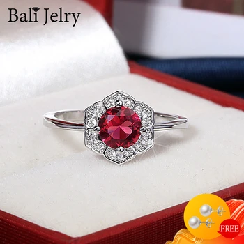 BaliJelry Retro Ringe 925 Sølv Smykker Charme Ruby Zircon Sten Finger Ring for Kvinder Bryllup Forlovelse Fest Tilbehør