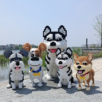 Balody Tegneserie Hund Mini Husky 3D-Model byggesten Forsamling Cute Pet Schnauzer Mursten Pædagogisk Legetøj Børn Julegave