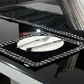 Black Velvet Bordløber Akryl Diamanter Akryl Crystal Rhinestones Indrettede Luksuriøse Indretning Kvalitet Håndlavede Bordløber