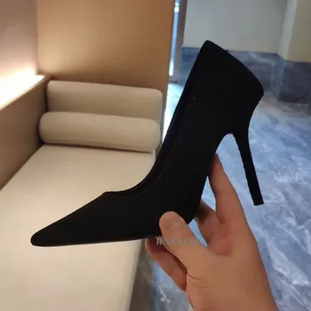 Bling bling høj hæl sko kvinder Funklende pailletter spids tå lavvandede munden banens design pumper 2020 sexede stiletter til damer