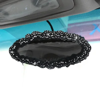 Bling Crystal Car Rear View Mirror Cover Indvendigt Tilbehør Universal-Diamant-Rhinestone Bil Spejl Dekoration Til Kvinder, Piger