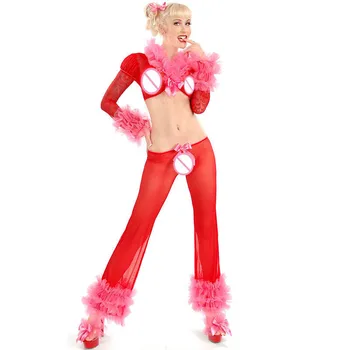 Blonde Teddy Undertøj Sæt Fremme Valentine Sexede Fishnet Undertøj Hot Kvinder Santa Nattøj Red Lace Søde Sæt Organ Sexet Femme