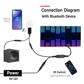 Bluetooth Musik Drøm Controller DM5-24V IR/RF-med Mikrofon 13 Nøgler, Fjernbetjening WS2812B WS2811 Led Strip Matrix Panel 512 Pixels