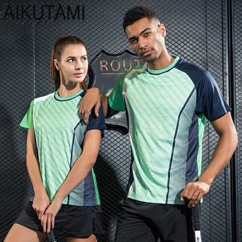 Bordtennis Badminton Tøj Shirt Hurtig Tør Åndbar Trykt Sport Shirts til Mænd og Kvinder, Tennis T-Shirt til Træning