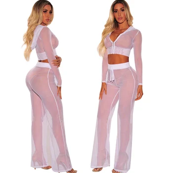 Boutique-Plus size passer kvindelige 2020 nye sommer sexet super hot mode Gennemsigtige mesh syning to-stykke tøj til kvinder