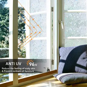 Bredde 45/60/90 cm Privatliv vinduesfilm 3D Statisk Dekorative Selvklæbende Film for UV-Blokerende varmestyring Glas Vindue Klistermærker