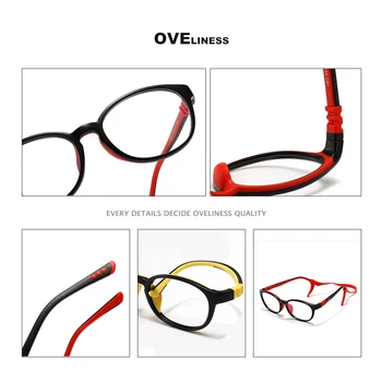 Briller Briller ramme Børn Anti Blu-ray briller til drenge, piger TR90 Børn Recept briller Ovale Briller Fleksibel