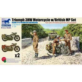 BRONCO CB35035 1/35 Triumf 3HW Motorcykel w/Britisk MP Set - Skala Model Kit