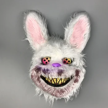 Bunny Kanin Maske Halloween Fest Plys Bunny Uhyggelig Skræmmende Halloween Maske Koldt Lys Maske Holdbar Fancy Kjole Kostume