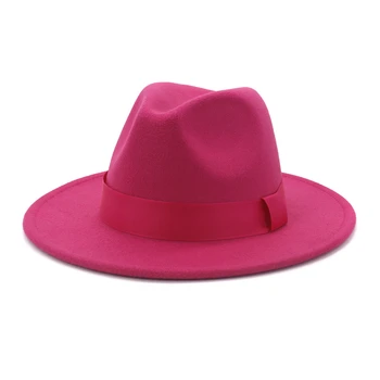 BUTTERMER Grøn Uld Filt Jazz Fedora Hatte Mænd Kvinder Wide Brim Sombrero Britisk Stil Trilby Formelle Panama Cap Solid Kjole-Hat
