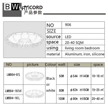BWART Hvid Sort High Power LED Loft Lysekrone Til Stue, Soveværelse Hjem Moderne Led Lysekrone Lampe Stativ