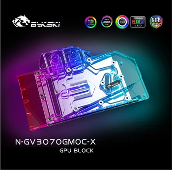 Bykski Vand Blok Brug for GIGABYTE GeForce RTX 3070 GAMING / VISION / EAGLE OC 8G GPU Kort / Fuld Dækning Kobber Radiator / RGB