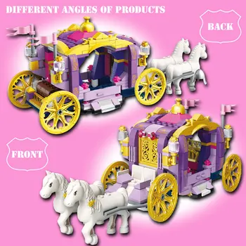 BZDA Prinsesse-Serien Kreativitet Violet Transport byggesten Luksuriøse Hestevogn Legetøj Mursten For Piger Julegave