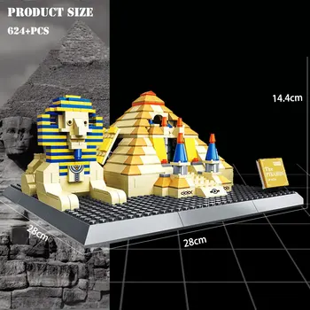 BZDA Pyramiderne i Giza, Egypten Mini Model byggesten Række Verdensberømte Mega Historiske Bygninger Constructor Sphinx Mursten Toy