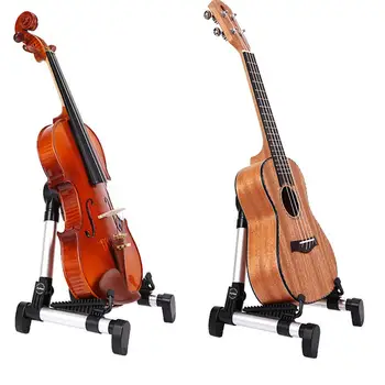 Bærbare Aluminium-Gulvtæppe Guitar Stå Justerbar Sammenklappelig Display Holder til Akustisk Folkemusik Guitar og Basser Ukuleles Violiner Banjo