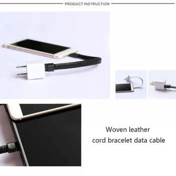 Bærbare Sport Flettet Armbånd Opladning via USB Data Kabel Ledning til Type-C/ Androider/ Apple DX88