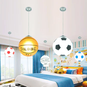 Børn Soveværelse Fodbold Form Og Bar Belysning Fastholdelsesanordningen Glas Børn Balkon Indendørs LED-loftslampe til børneværelset Sport Gratis