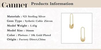 Canner 925 Sterling Sølv Stud Øreringe Til Kvinder Kreative CZ Mini Pin Mønster Earings Fine Smykker, Piercing pendientes W5