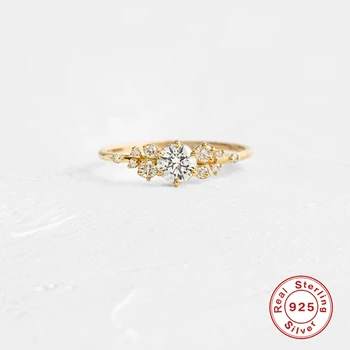 CANNER Ægte 925 Sterling Sølv Mode Mini Zircon Engagement Ring for Kvinder Ringe Kvindelige Guld Farve, Fine Smykker Gave anillos