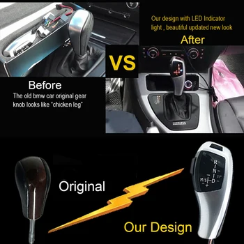 Carbon Fiber Black Silver LED-Gear Shift Knappen Gearskifter arm til BMW Z4 Roadster E85 Coupe E86 Automatisk Tilbehør