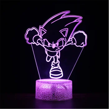 Cartoon Spil Figur Sonic the Hedgehog 3d-Lampe Akryl Nighlamp Kids Soveværelse LED Nat Lys Bruser Lampara til Indretning Gaver