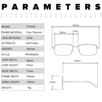 Conway Semi Uindfattede Optiske Briller Klar Linse Briller til Mænd Halv Frame Forestilling Briller Brillerne Ren Titanium Forretnings-Stil
