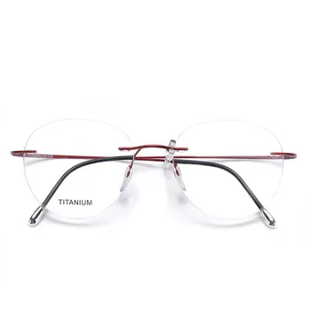 Cubojue Titanium Runde Briller Til Mænd, Kvinder Ultra Let Sammenklappelig Briller Ramme Mand Uindfattede Brille Nærsynethed Dioptri Recept