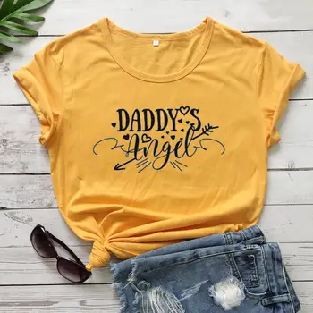 Daddy ' s angel t-shirt kvinder mode ung pige fødselsdag gave ren bomuld casual sjovt slogan unge 90'erne street style tee søde top