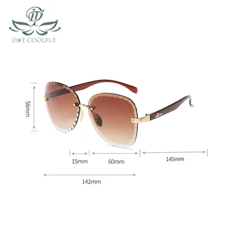 D&t Nye Mode Rammeløse Solbriller Elegant Metallisk Slik-farvede Uindfattede solbriller Trendy Dekoration Kvinder Solen Glas