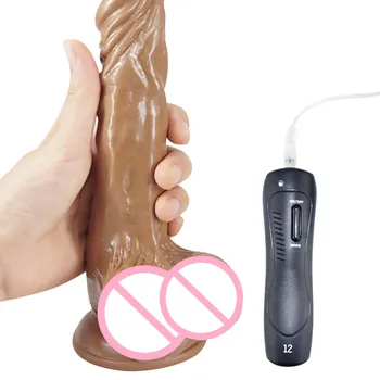 Dildo Vibrator Vibrerende dildo Kunstig Penis Med sugekop G-punktet, Klitoris Stimulator Realistisk Dildo Vibrator til Kvinder