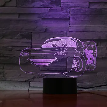 Disney Tegnefilm 3D LED-natlys for Børn Biler 3 Ramonp Lynet McQueen 3D-Lampe Soveværelse Dekoration Lampara Xmas Gaver