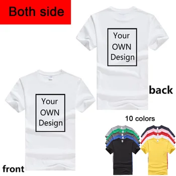 Dit Eget Design med Front eller Bagside Logo/Billede/bogstaver Tilpasset Mænd og kvinder DIY Bomuld T-shirt med Korte ærmer Casual T-shirt