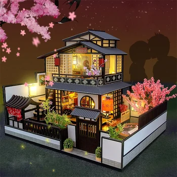 DIY Japanesee træ-miniature dukkehus kit DIY dukke hus kreative building assembly model kit Jul fødselsdag gaver