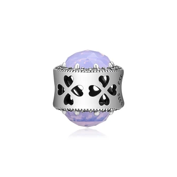 DIY Passer til Pandora Charms Armbånd Strålende Rose Heart Perler med Opalescent CZ 925 Sterling-Sølv-Smykker Gratis Fragt