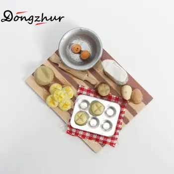 Dongzhur Miniature Dukkehus 1:12 Dukke Hus, Køkken Mini Rige Ansigt Punkt Gør Bordet Skærebræt Mel Dukkehus Fastfood
