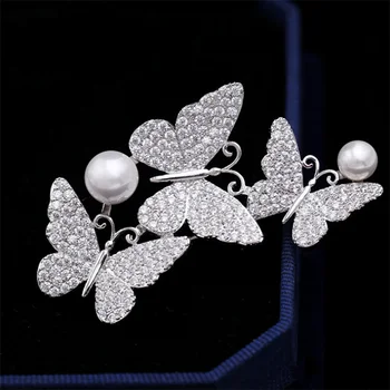 Donia smykker af Høj kvalitet kobber, mikro-indlagte hvide zircon sommerfugl broche shell pearl broche damer sweater pin tilbehør
