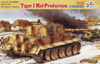 DRAGON 6700 Skala 1/35 WWII tyske Sd.Kfz.181 Pz.Kpfw.VI Rusf.E Tiger jeg MidProduction W/ZIMMERIT Plast Model byggesæt