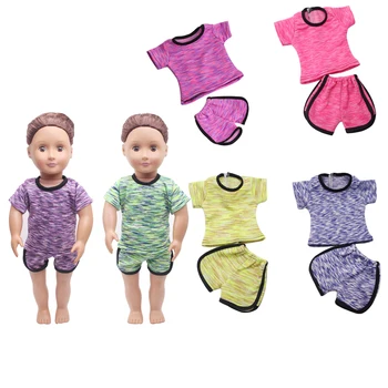 Dukke tøj 6 farver Sportstøj bold passer til 2 stk toy tilbehør 18 tommer Pige dukke og 43 cm baby doll c212-c378