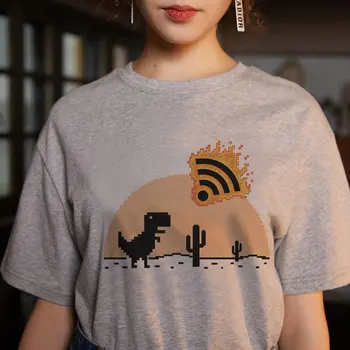 Efteråret Nye Harajuku Kpop Kvinders Retro Tshirt Dinosaur kortærmet Top Tee Mode Afslappet Kawaii T-Shirt Damer Tøj, T-shirt
