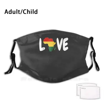 Elsker Afrika Flag Melanin African Pride Kort Sort Print Vaskbart Filter Anti Støv Munden Maske Og Befrielse Sidste Tilbage, Søn