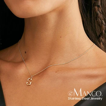 EManco guld rustfrit stål vedhæng første bogstav halskæde kvinder 4 typer kæde halskæder til kvinder bedste ven halskæde smykker