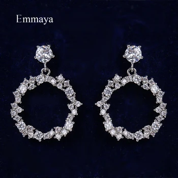 Emmaya Nye Mode Smykker Uregelmæssige Design Cirkulære Hængende Øreringe i Klassisk Hvid Farve Med AAA CZ Charmerende Ornament For Kvinder