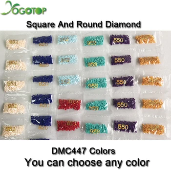 Engros DMC 447 Farver full square/runde Bor Harpiks Rhinestone Diamant,DIY Diamant Maleri krystal Perler, Sten og Tilbehør
