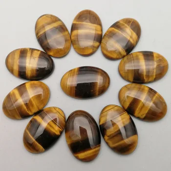 Engros mode naturlige tiger øje sten perler charms 20x30mm Oval CAB FACETSLEBET uden hul perler 12pcs/masse Gratis fragt