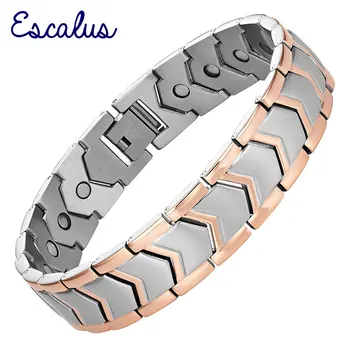 Escalus Mænds Elegant Magnetisk Armbånd Til Mænd 21pcs Magneter Sølv Farve Rustfrit Stål Charm Armbånd Smykker Gave